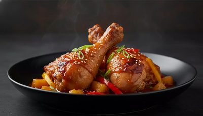 Hähnchenschenkel und Keule in Süß Sauer Sauce