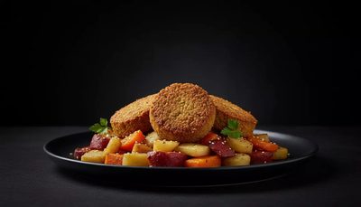 Knusprige Falafel auf Wurzelgemüse